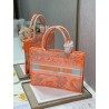 Dior Medium Book Tote Bag In Orange Transparent Toile de Jouy Canvas 514