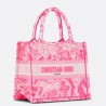 Dior Medium Book Tote Bag In Pink Transparent Toile de Jouy Canvas 542