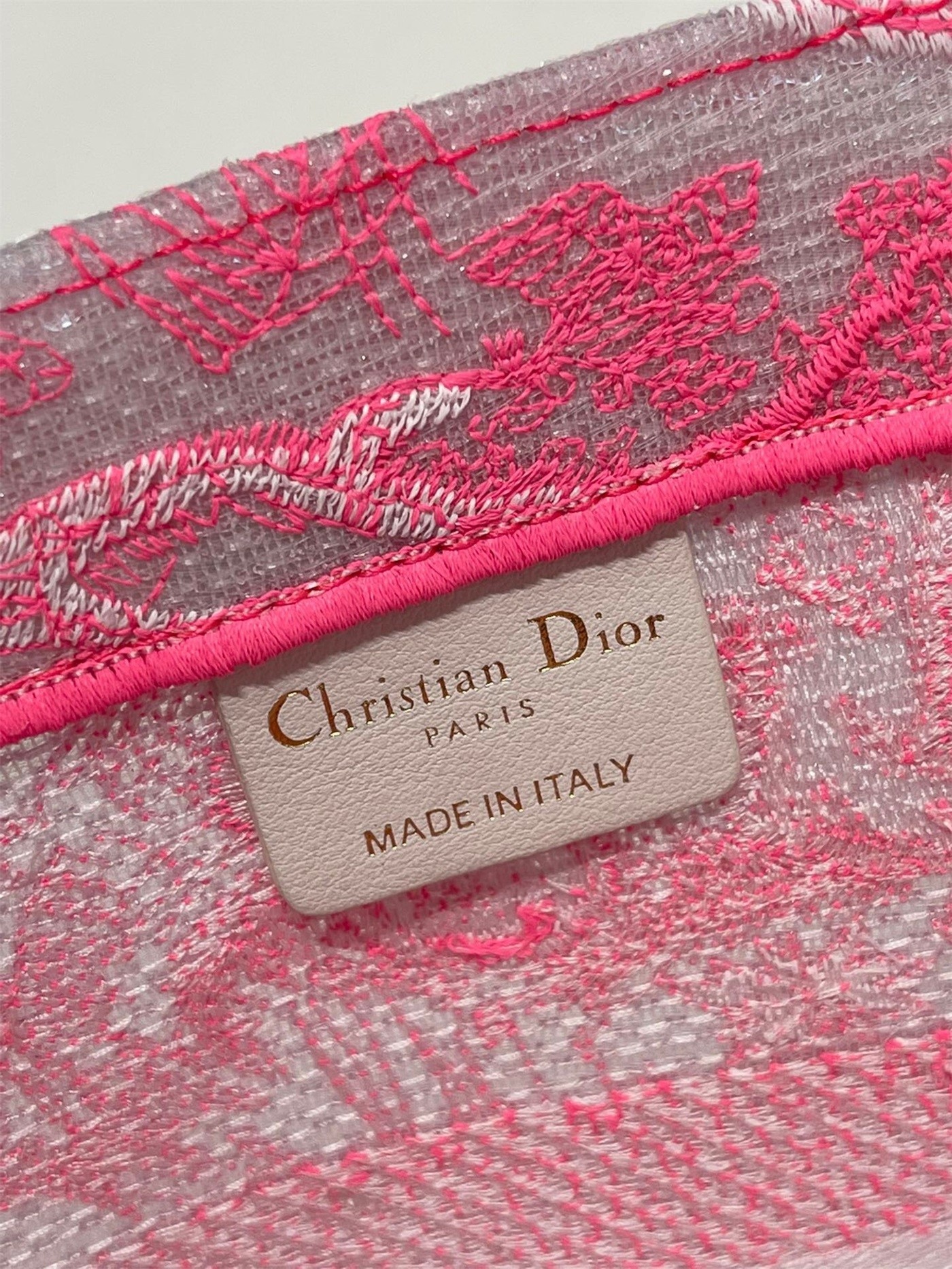 Dior Medium Book Tote Bag In Pink Transparent Toile de Jouy Canvas 542