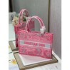 Dior Medium Book Tote Bag In Pink Transparent Toile de Jouy Canvas 542