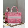 Dior Medium Book Tote Bag In Pink Transparent Toile de Jouy Canvas 542