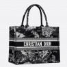 Dior Medium Book Tote Bag In Black Toile de Jouy Zodiac Embroidery 589