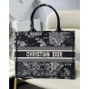 Dior Medium Book Tote Bag In Black Toile de Jouy Zodiac Embroidery 589