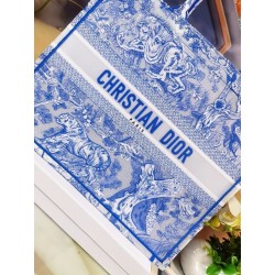 Dior Large Book Tote Bag In Blue Transparent Toile de Jouy Canvas 659