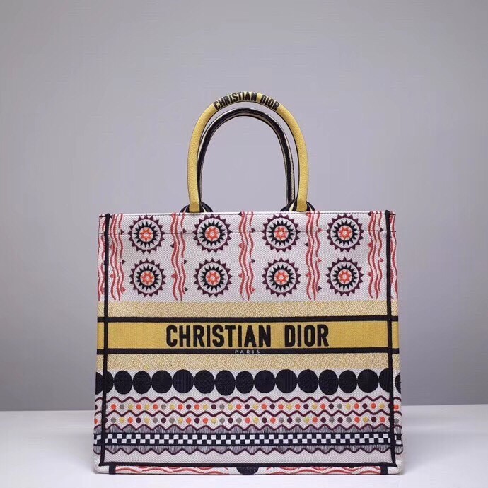 Dior Book Tote Bag In Multicolored Geometric Canvas 323