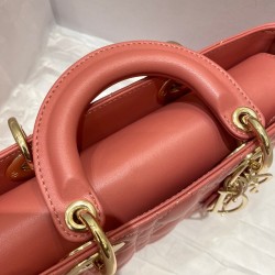 Dior Lady D-Joy Bag In Coral Pink Cannage Lambskin 535