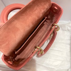 Dior Lady D-Joy Bag In Coral Pink Cannage Lambskin 535