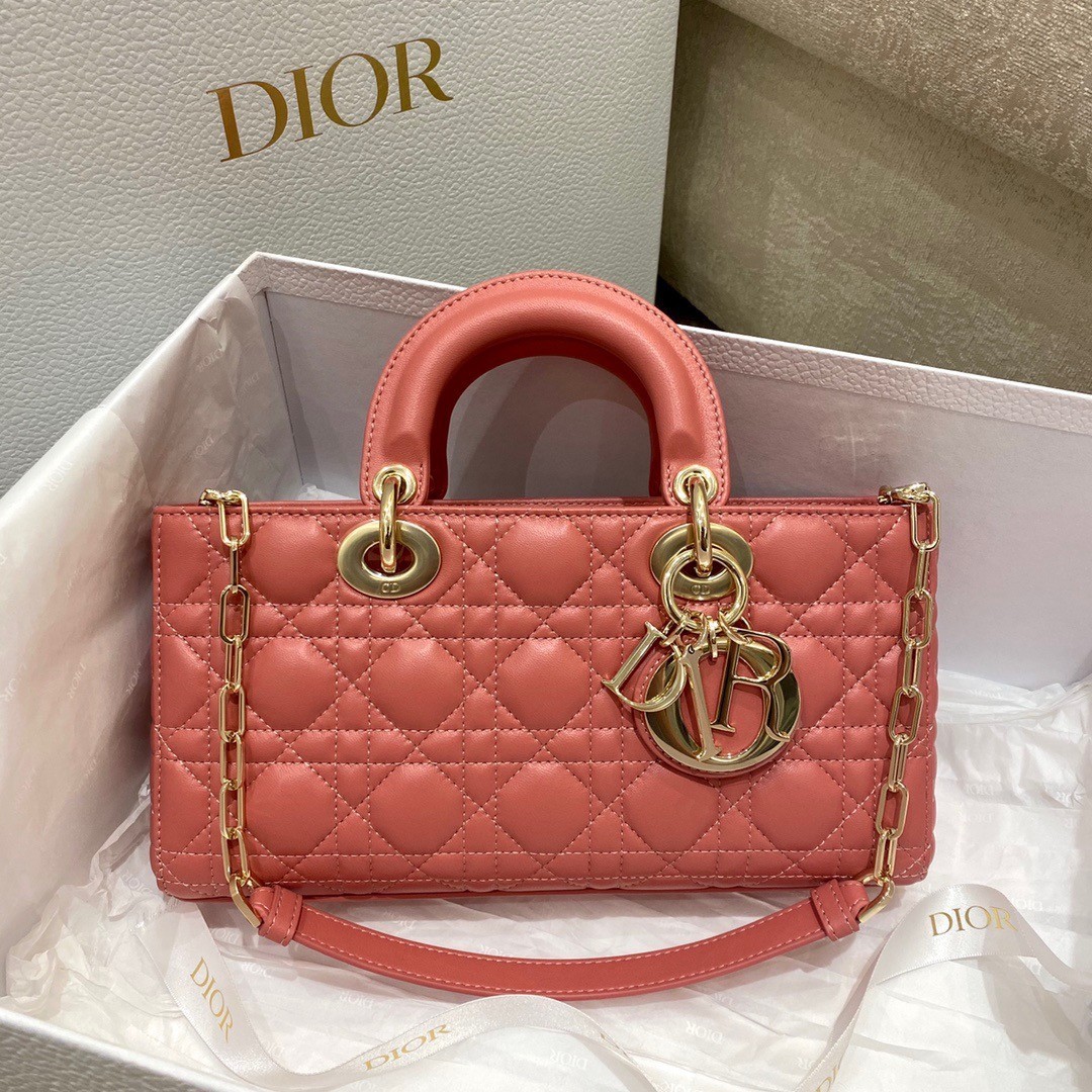 Dior Lady D-Joy Bag In Coral Pink Cannage Lambskin 535