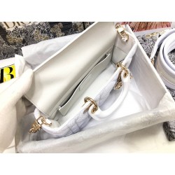 Dior Lady D-Joy Bag In White Macrocannage Technical Fabric 554