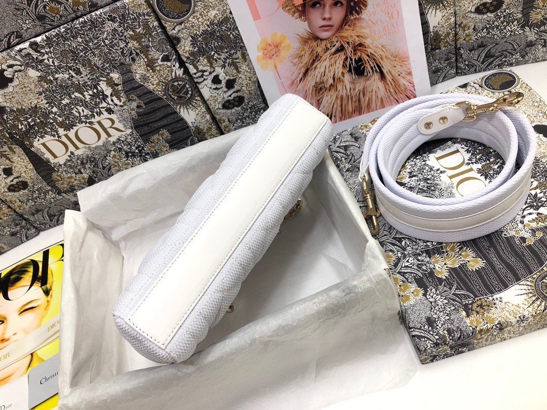 Dior Lady D-Joy Bag In White Macrocannage Technical Fabric 554