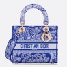 Dior Medium Lady D-Lite Bag In Fluorescent Blue Toile de Jouy Reverse Embroidery 585