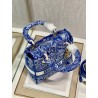 Dior Medium Lady D-Lite Bag In Fluorescent Blue Toile de Jouy Reverse Embroidery 585