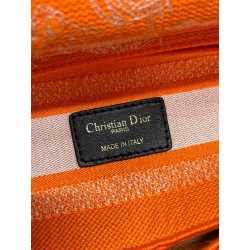 Dior Medium Lady D-Lite Bag In Fluorescent Orange Toile de Jouy Reverse Embroidery 632