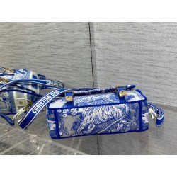 Dior Small Diorcamp Bag In Blue Transparent Toile de Jouy Canvas 682