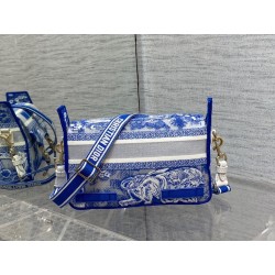 Dior Small Diorcamp Bag In Blue Transparent Toile de Jouy Canvas 682