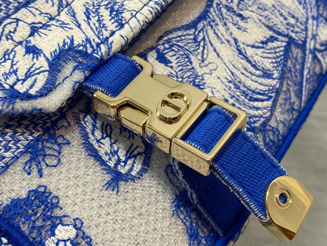 Dior Small Diorcamp Bag In Blue Transparent Toile de Jouy Canvas 682