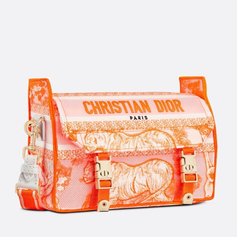 Dior Small Diorcamp Bag In Orange Transparent Toile de Jouy Canvas 710