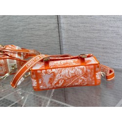 Dior Small Diorcamp Bag In Orange Transparent Toile de Jouy Canvas 710