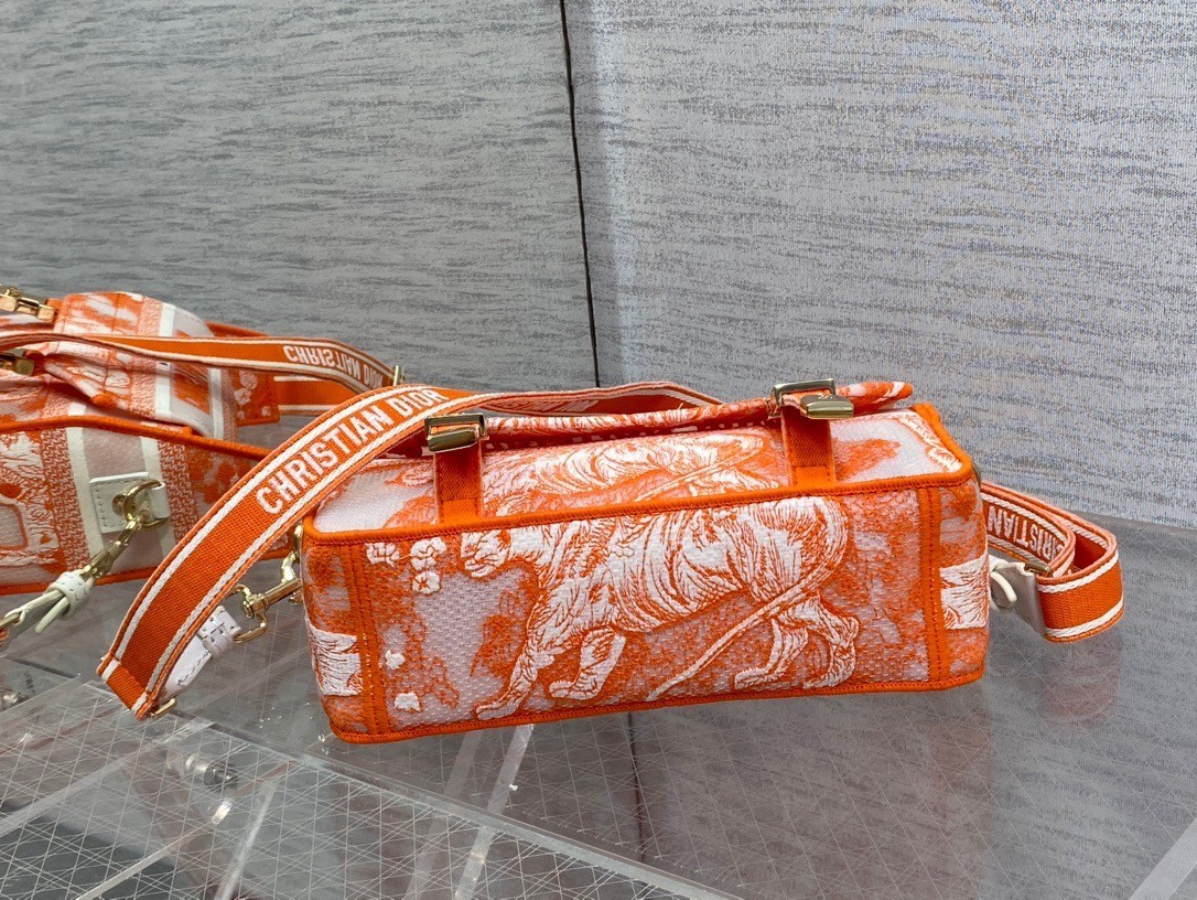Dior Small Diorcamp Bag In Orange Transparent Toile de Jouy Canvas 710