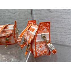 Dior Small Diorcamp Bag In Orange Transparent Toile de Jouy Canvas 710