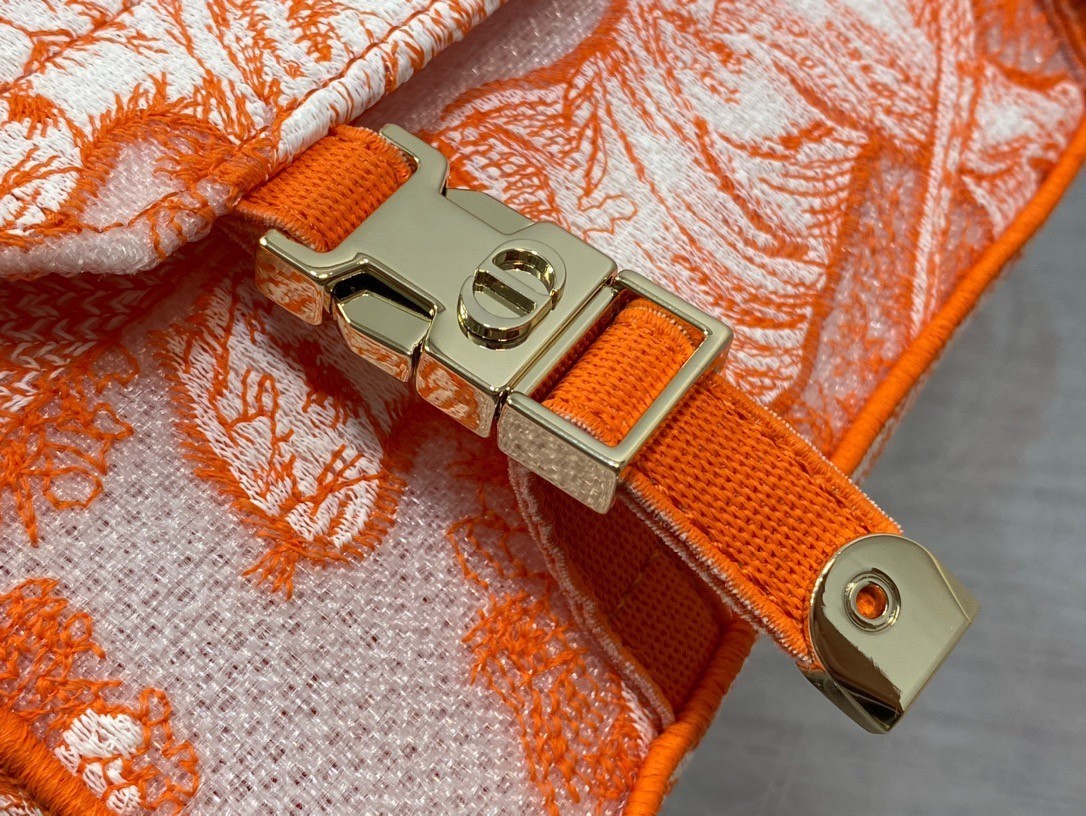 Dior Small Diorcamp Bag In Orange Transparent Toile de Jouy Canvas 710