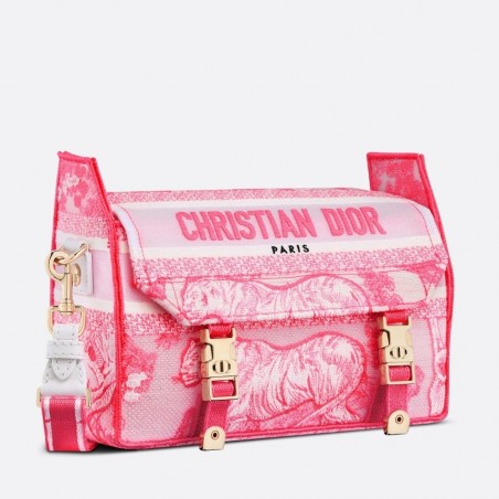 Dior Small Diorcamp Bag In Pink Transparent Toile de Jouy Canvas 750