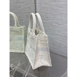 Dior Small Book Tote Bag In Natural Macrame-Effect Embroidery 781