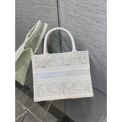 Dior Small Book Tote Bag In Natural Macrame-Effect Embroidery 781