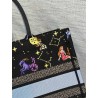 Dior Medium Book Tote Bag In Black Pixel Zodiac Embroidery 805