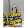 Dior Small Book Tote Bag In Yellow Multicolor Pixel Zodiac Embroidery 874