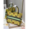 Dior Small Book Tote Bag In Yellow Multicolor Pixel Zodiac Embroidery 874