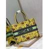 Dior Small Book Tote Bag In Yellow Multicolor Pixel Zodiac Embroidery 874