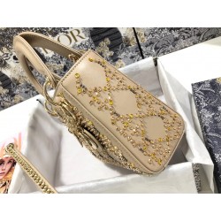 Dior Mini Lady Dior Bag In Metallic Lambskin with Beaded Embroidery 912