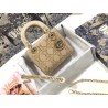 Dior Mini Lady Dior Bag In Metallic Lambskin with Beaded Embroidery 912