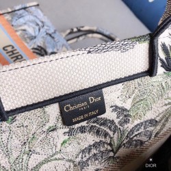 Dior Book Tote Bag In Green Toile De Jouy Tropicalia 151