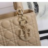 Dior Medium Lady Dior Bag with Enamel Charm In Beige Lambskin 838