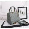 Dior Medium Lady Dior Bag with Enamel Charm In Grey Lambskin 874