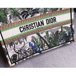 Dior Book Tote Bag In Green Toile De Jouy Tropicalia 151