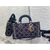 Dior Lady D-Joy Bag In Eyelet Blue Cannage Denim 443