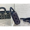 Dior Lady D-Joy Bag In Eyelet Blue Cannage Denim 443