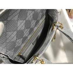 Dior Medium Lady D-Lite Bag In Gray Cannage Embroidery 476