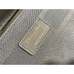 Dior Medium Lady D-Lite Bag In Gray Cannage Embroidery 476