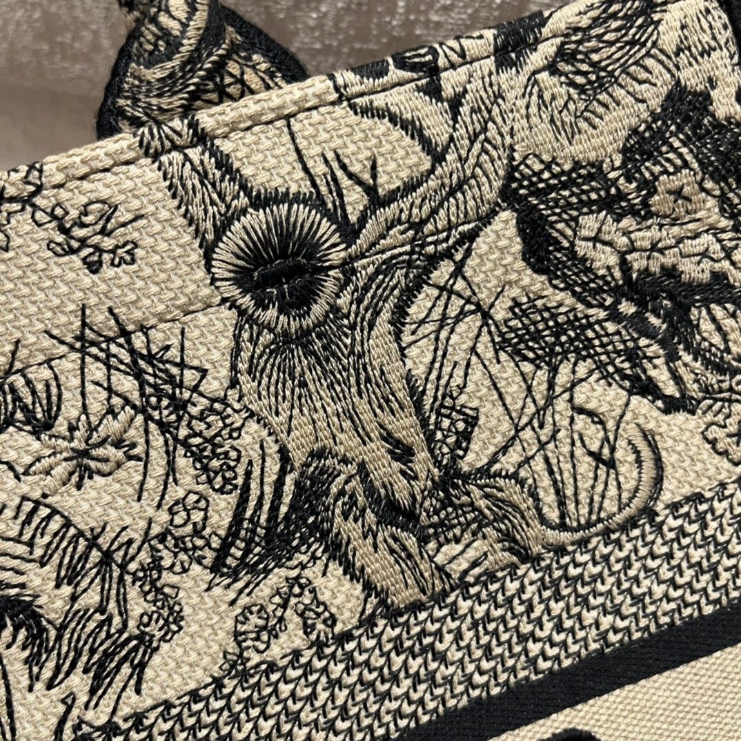 Dior Medium Book Tote Bag In Brown Toile de Jouy Embroidery 671