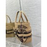 Dior Small Catherine Tote Bag In Beige Jute Canvas with Union Motif 734