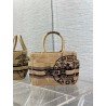 Dior Small Catherine Tote Bag In Beige Jute Canvas with Union Motif 734