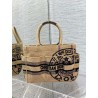 Dior Small Catherine Tote Bag In Beige Jute Canvas with Union Motif 734