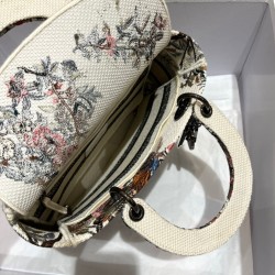 Dior Medium Lady D-Lite Bag In White Jardin d'Hiver Embroidery 793