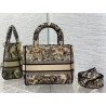 Dior Medium Lady D-Lite Bag In Brown Toile de Jouy Embroidery 826