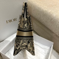 Dior Small Book Tote Bag In Brown Toile de Jouy Embroidery 859