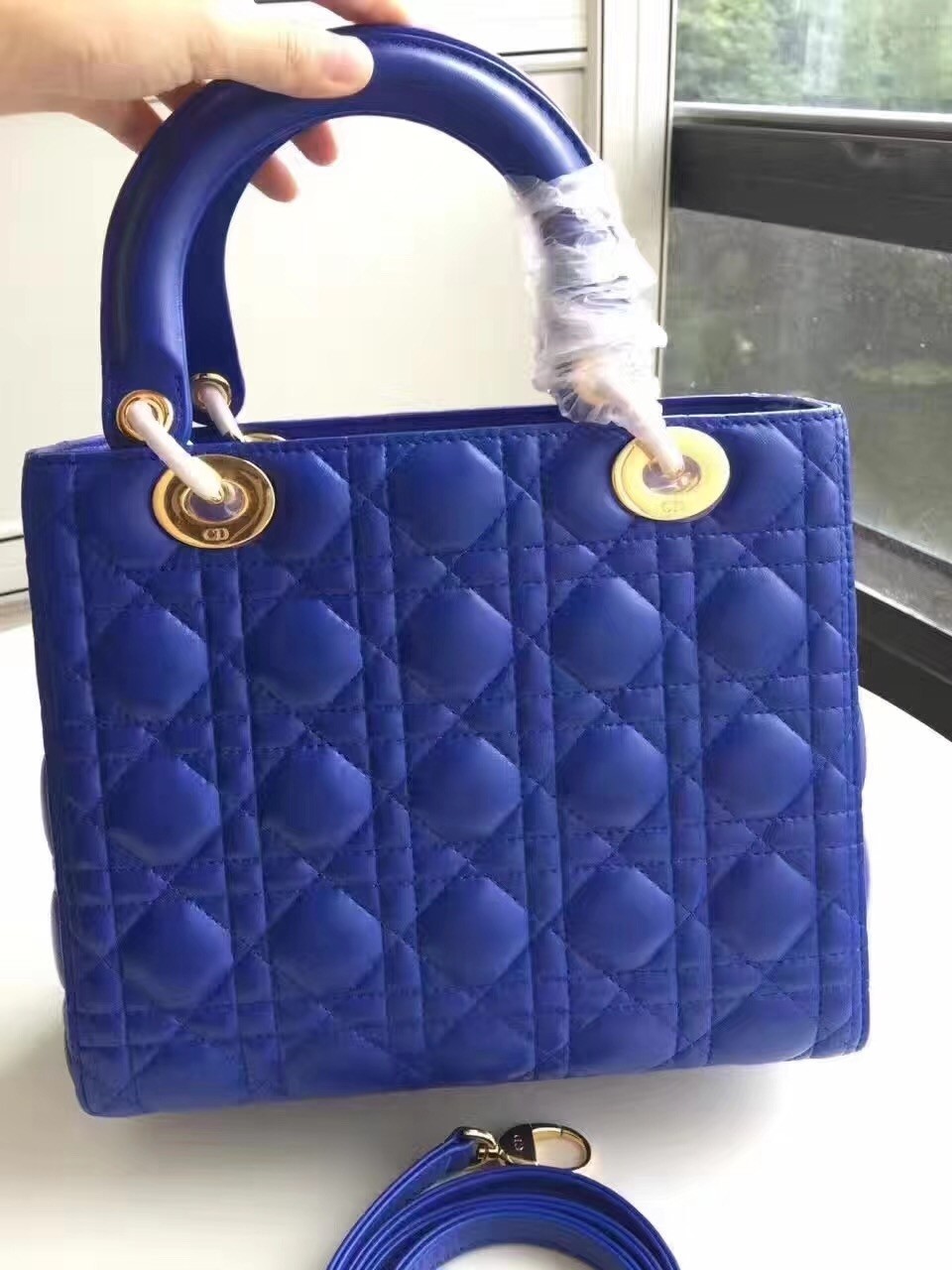 Dior Medium Lady Dior Bag In Blue Lambskin 190